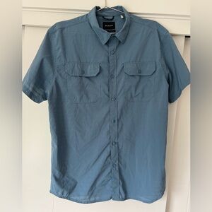 Prana Cayman Blue Casual Short Sleeve Button Up Shirt Mens size Large
